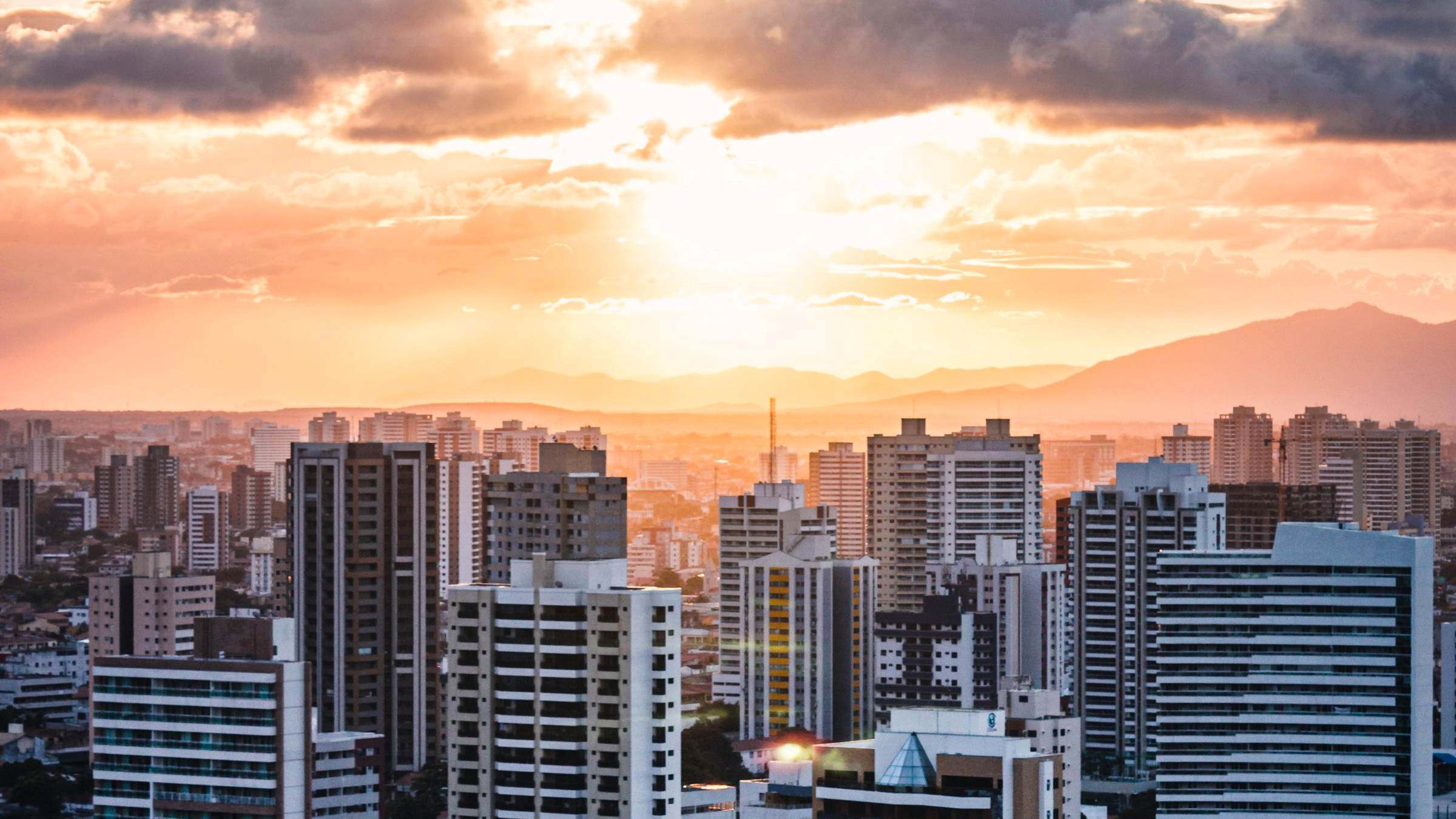 Skyline of Fortaleza at sunset, State of Ceará, Brazil